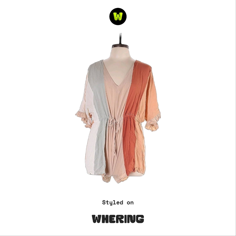 Main Strip Colorblock V-Neck Romper